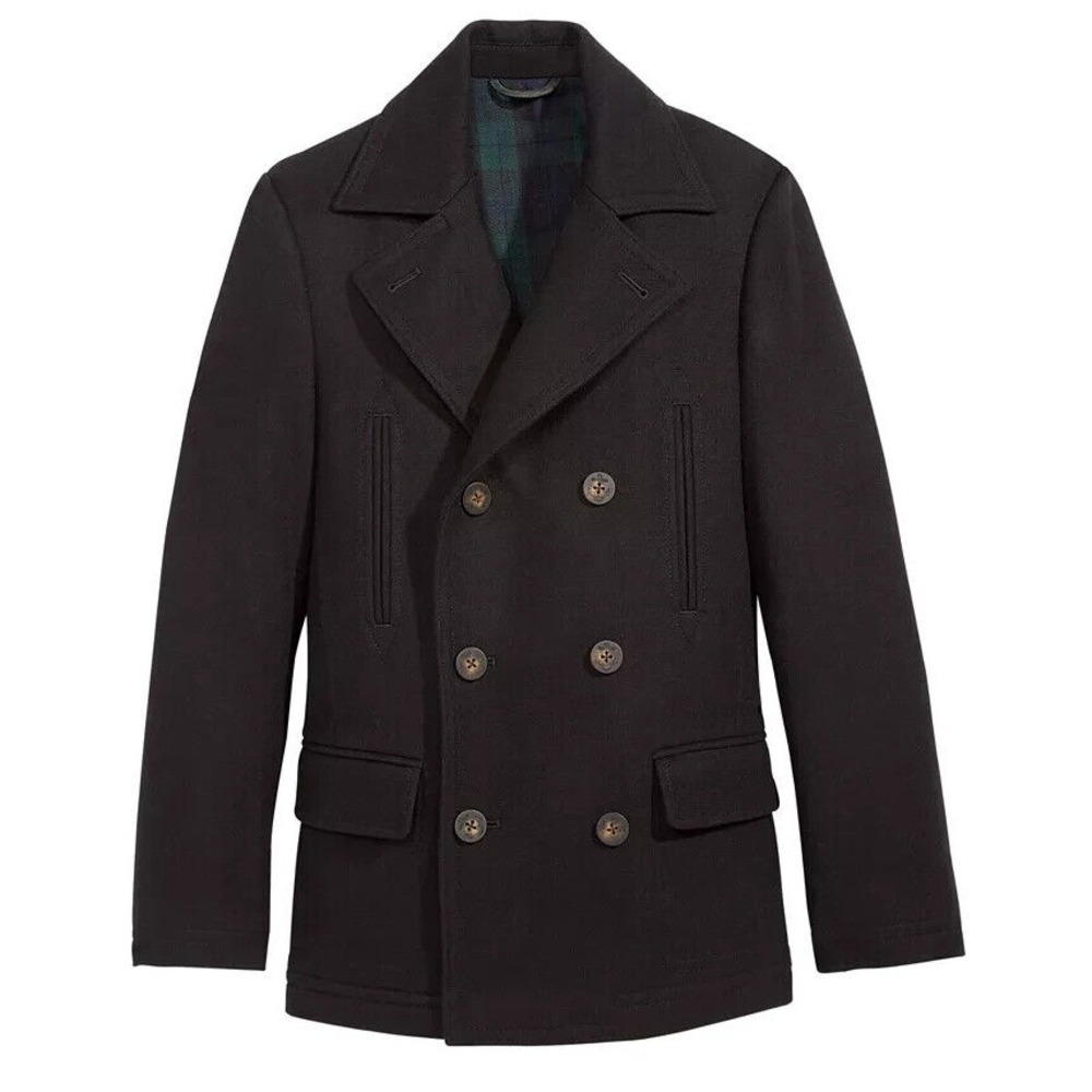 Lauren Ralph‎ Lauren Big Boys Plain Regular Overcoat Coat Black Size 8 R $250